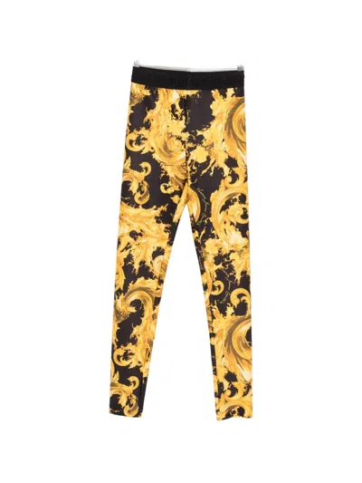 Versace Jeans Couture Barocco-print Leggings In Yellow