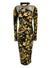 Versace Jeans Couture Barocco-print Long-sleeve Midi Dress In Multi