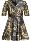 Versace Jeans Couture Barocco-print Mini Dress In Black
