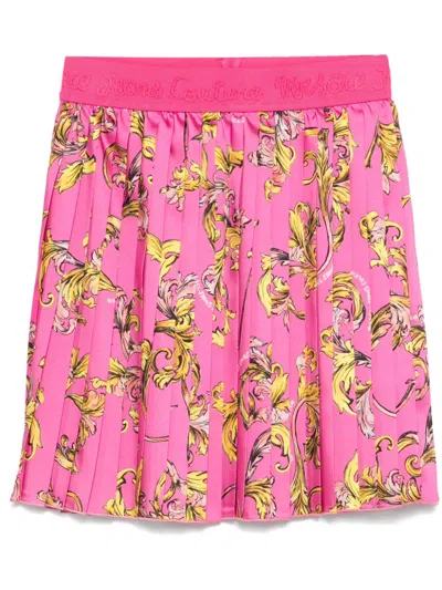 Versace Jeans Couture Barocco-print Mini Skirt In Pink