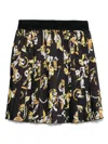 Versace Jeans Couture Logo Waistband Pleated Floral Skirt In Schwarz