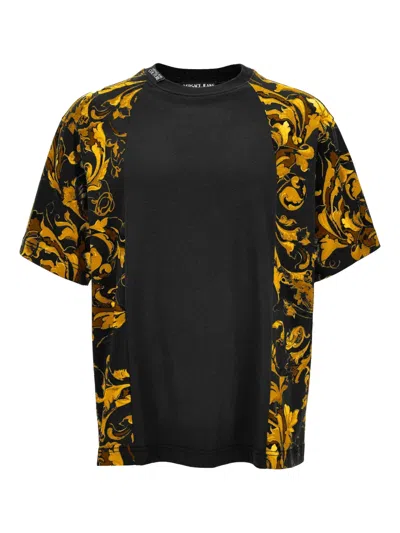 Versace Jeans Couture Barocco-print Panelled T-shirt In Black