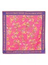 Versace Jeans Couture Multicolor Outline Barocco Large Silk Foulard Scarf In Pink