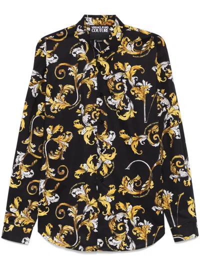 Versace Jeans Couture Barocco-print Shirt In Black