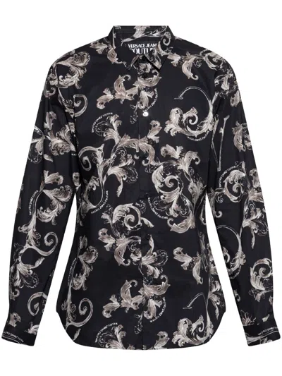 Versace Jeans Couture Barocco-print Shirt In Black