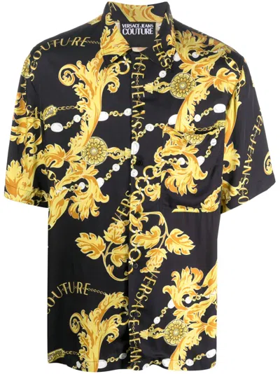Versace Jeans Couture Barocco-print Shirt In Black