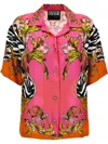 Versace Jeans Couture Camicia Printed Shirt In Pink