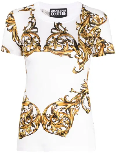 Versace Jeans Couture Barocco Print Short-sleeve T-shirt In Weiss