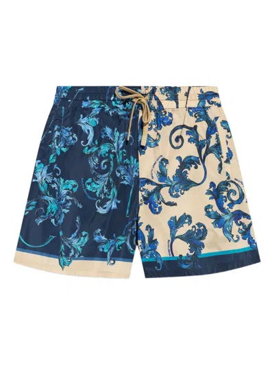 Versace Jeans Couture Barocco-print Shorts In Blue