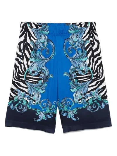 Versace Jeans Couture Barocco-print Shorts In Blue