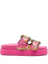 Versace Jeans Couture Barocco-print Slides In Pink