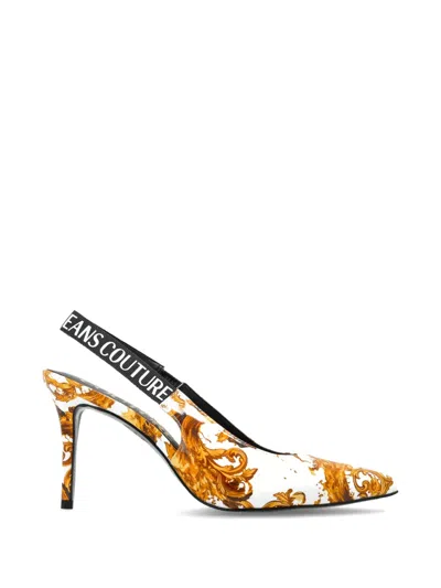 Versace Jeans Couture Barocco-print Slingback Pumps In Multi