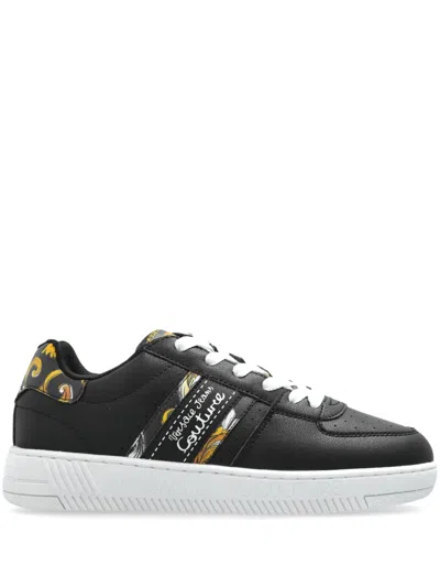 Versace Jeans Couture Barocco-print Sneakers In 黑色