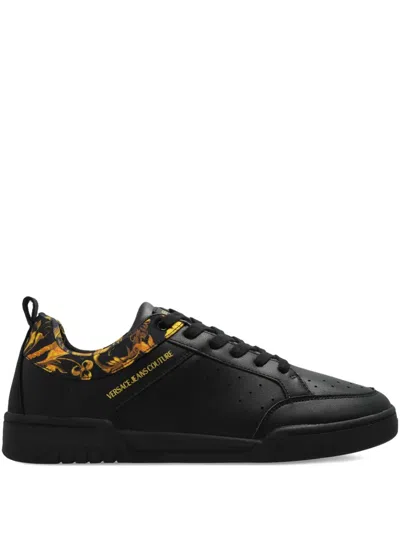 Versace Jeans Couture Barocco-print Sneakers In Black