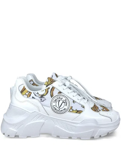 Versace Jeans Couture Barocco-print Sneakers In Weiss