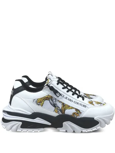 Versace Jeans Couture Barocco-print Sneakers In White