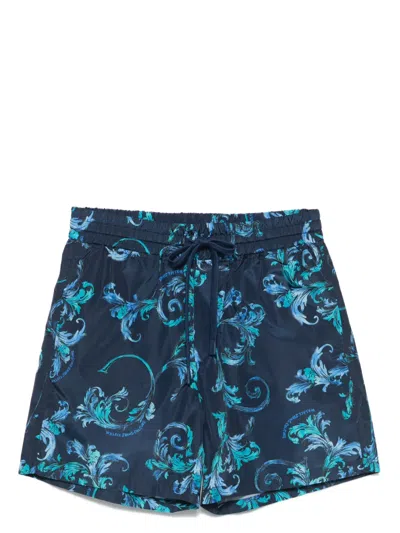 Versace Jeans Couture Barocco-print Swim Shorts In Blue