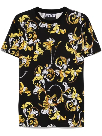 Versace Jeans Couture Barocco-print T-shirt In Black