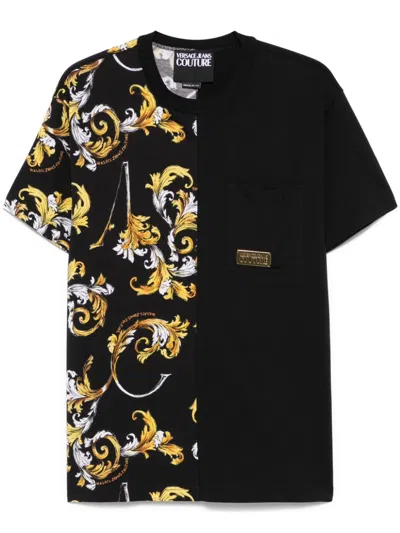 Versace Jeans Couture Barocco-print T-shirt In Black