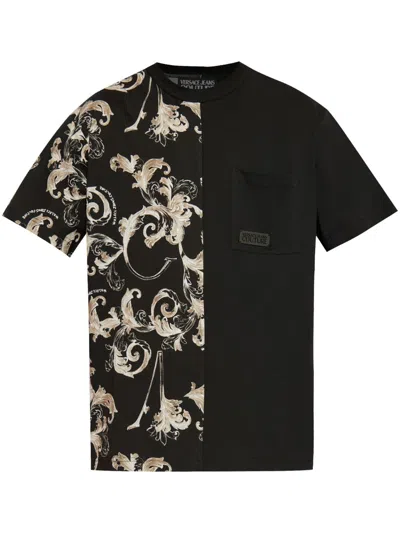 Versace Jeans Couture Barocco-print T-shirt In Black