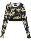Versace Jeans Couture Barocco-print Top In 黑色