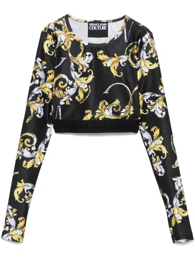 Versace Jeans Couture Barocco-print Top In 黑色