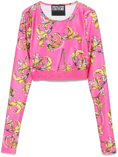 Versace Jeans Couture Barocco-print Top In Pink