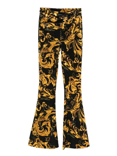 Versace Jeans Couture Barocco-print Trousers In Yellow