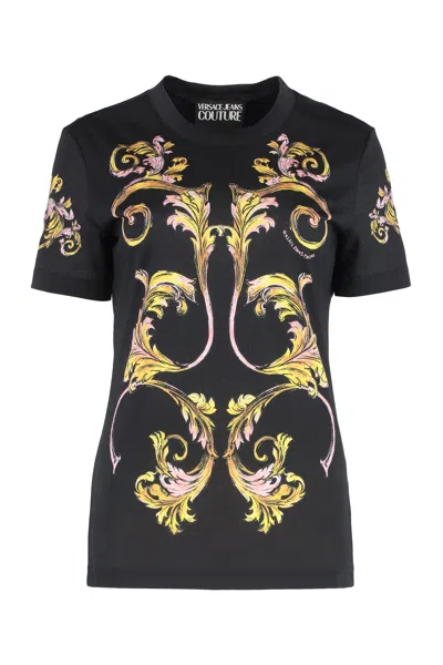 Versace Jeans Couture Barocco Print T-shirt In Black