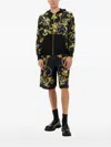 Versace Jeans Couture Printed Hoodie With Front Pockets And Ribbed Trims In Black