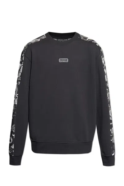 Versace Jeans Couture Barocco Printed Crewneck Sweatshirt In Gray