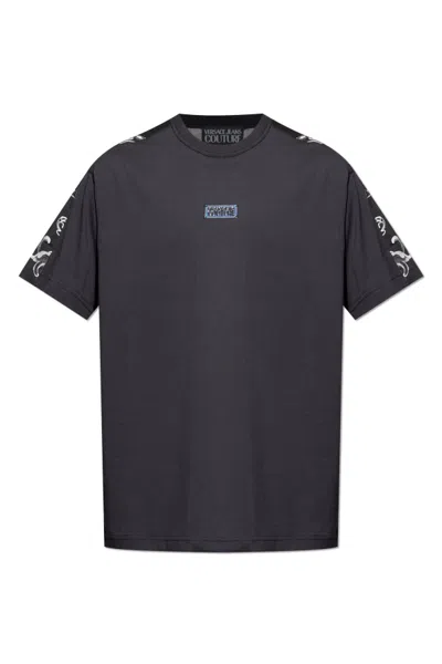 Versace Jeans Couture Barocco Printed Crewneck T-shirt In Gray