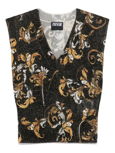 Versace Jeans Couture Barocco Top In Black