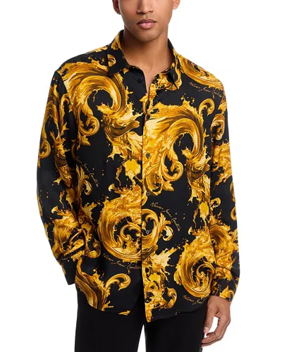 Versace Jeans Couture Barocco Wave Shirt In Black