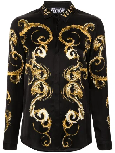 Versace Jeans Couture Baroccoflage-print Shirt In Nero E Oro