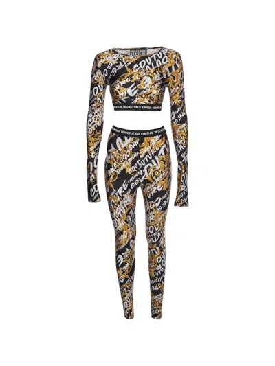 Pre-owned Versace Jeans Couture Barocco-print Leggings Set (set Of Two) In Black