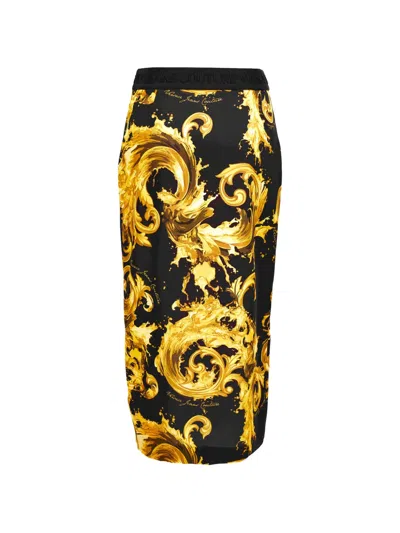Versace Jeans Couture Barocco-print Pencil Skirt In Black