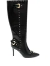 Versace Jeans Couture Baroque-buckle 100mm Boots In Black