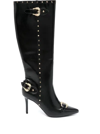 Versace Jeans Couture Baroque-buckle 100mm Boots In Black