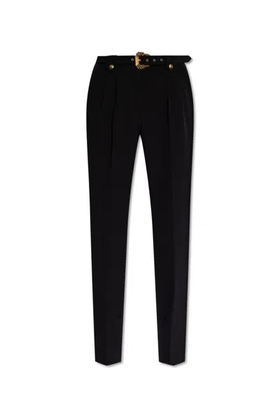 Versace Jeans Couture Belted Tailored Trousers In Black