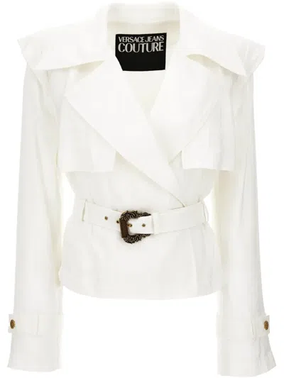 Versace Jeans Couture Baroque Buckle Blazer In White
