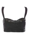 Versace Jeans Couture Black Baroque Buckle Denim Bustier In Negro