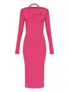 Versace Jeans Couture Baroque-buckle-embellished Ribbed Midi Dress In Pink