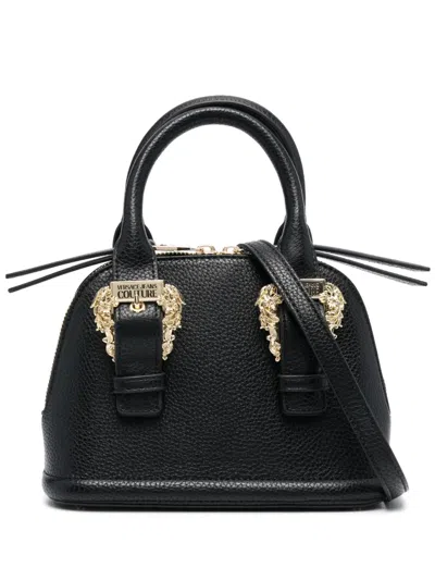 Versace Jeans Couture Logo-buckle Faux-leather Tote Bag In Black