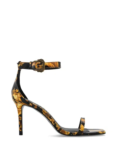 Versace Jeans Couture Baroque Buckle Sandals In Black