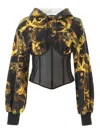 Versace Jeans Couture Baroque Hoodie Bustier In Black