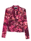 Versace Jeans Couture Baroque-inspired Fitted Shirt In Deep Burgundy In Pink