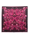 Versace Jeans Couture Baroque-inspired Silk Scarf With Ornate Motifs In Pink