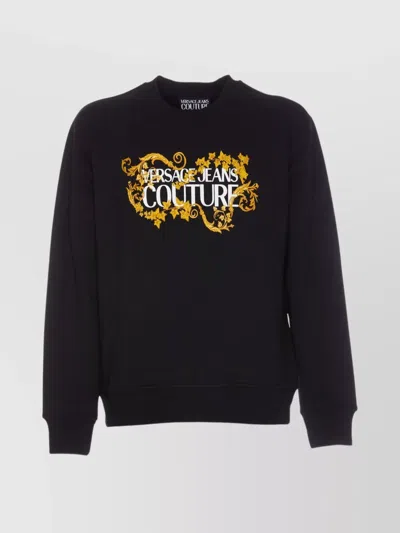 Versace Jeans Couture Barocco Logo-print Sweatshirt In Black