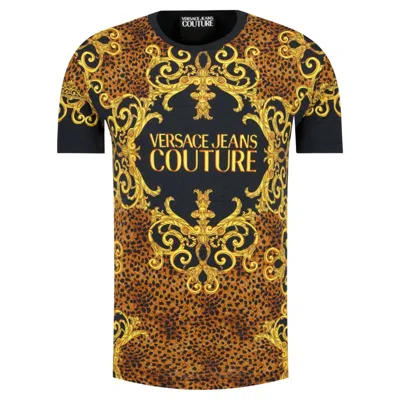 Pre-owned Versace Jeans Couture Baroque Logo Print Cotton T-shirt In Brown
